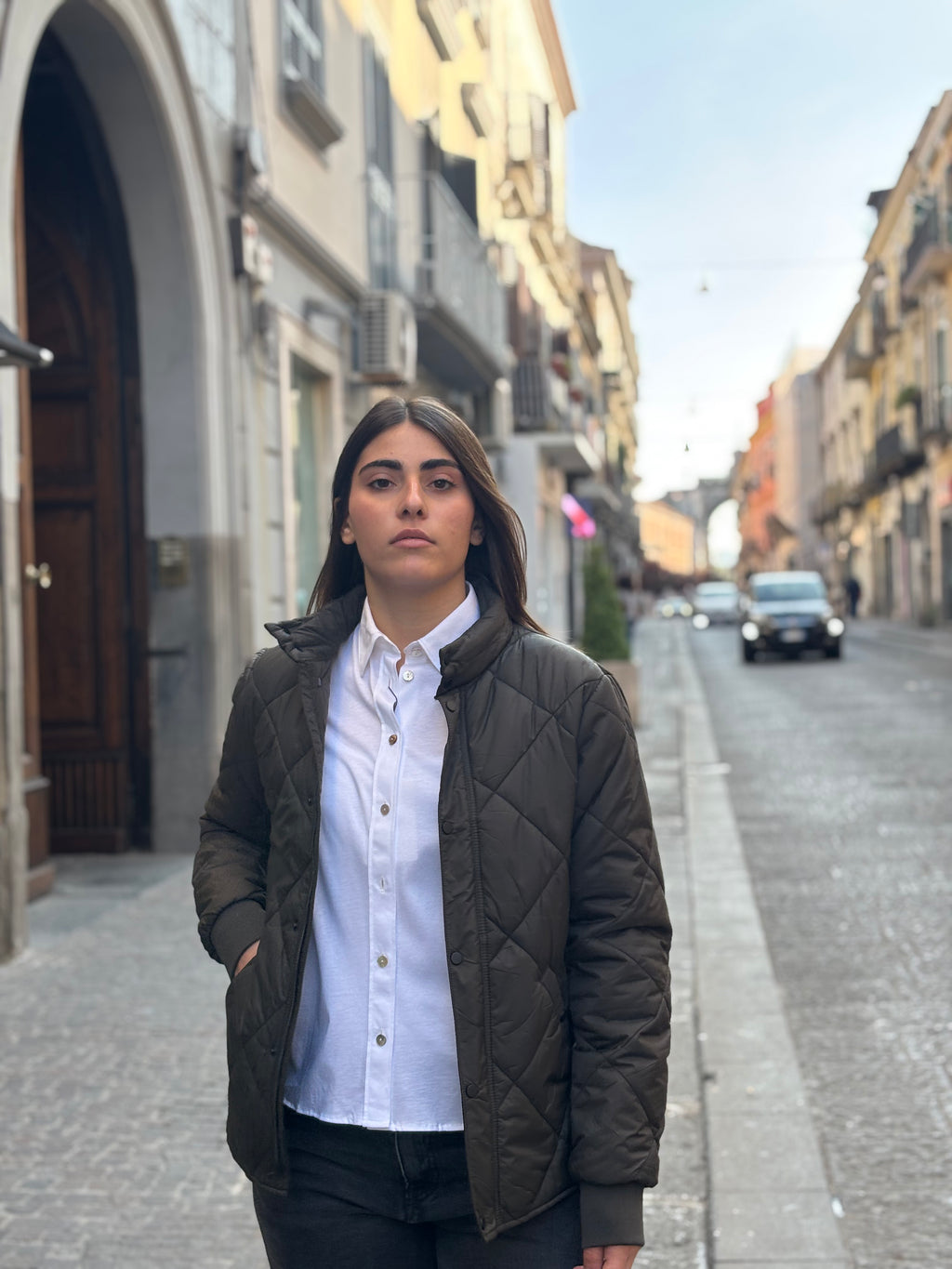 Women's Olive Green Diamond Quilted Jacket - Lightweight Polyester Outerwear