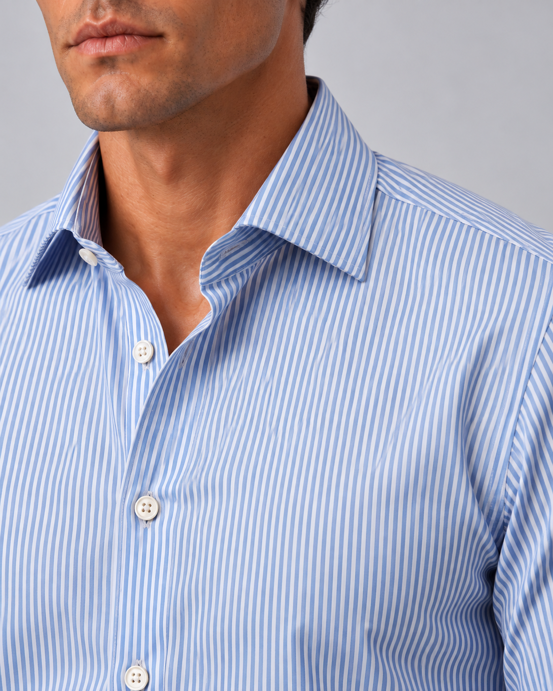 Camicia righe bianco/azzurro non stiro