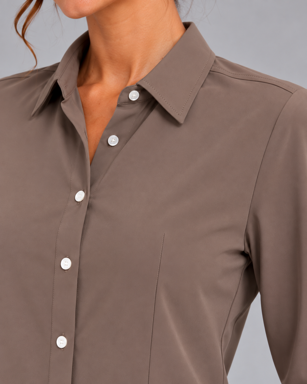 Camicia costa non stiro marrone