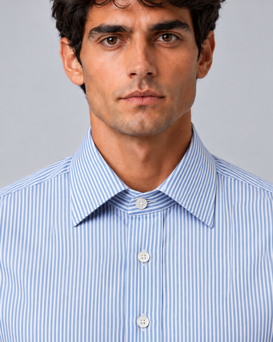 Camicia righe bianco/azzurro non stiro