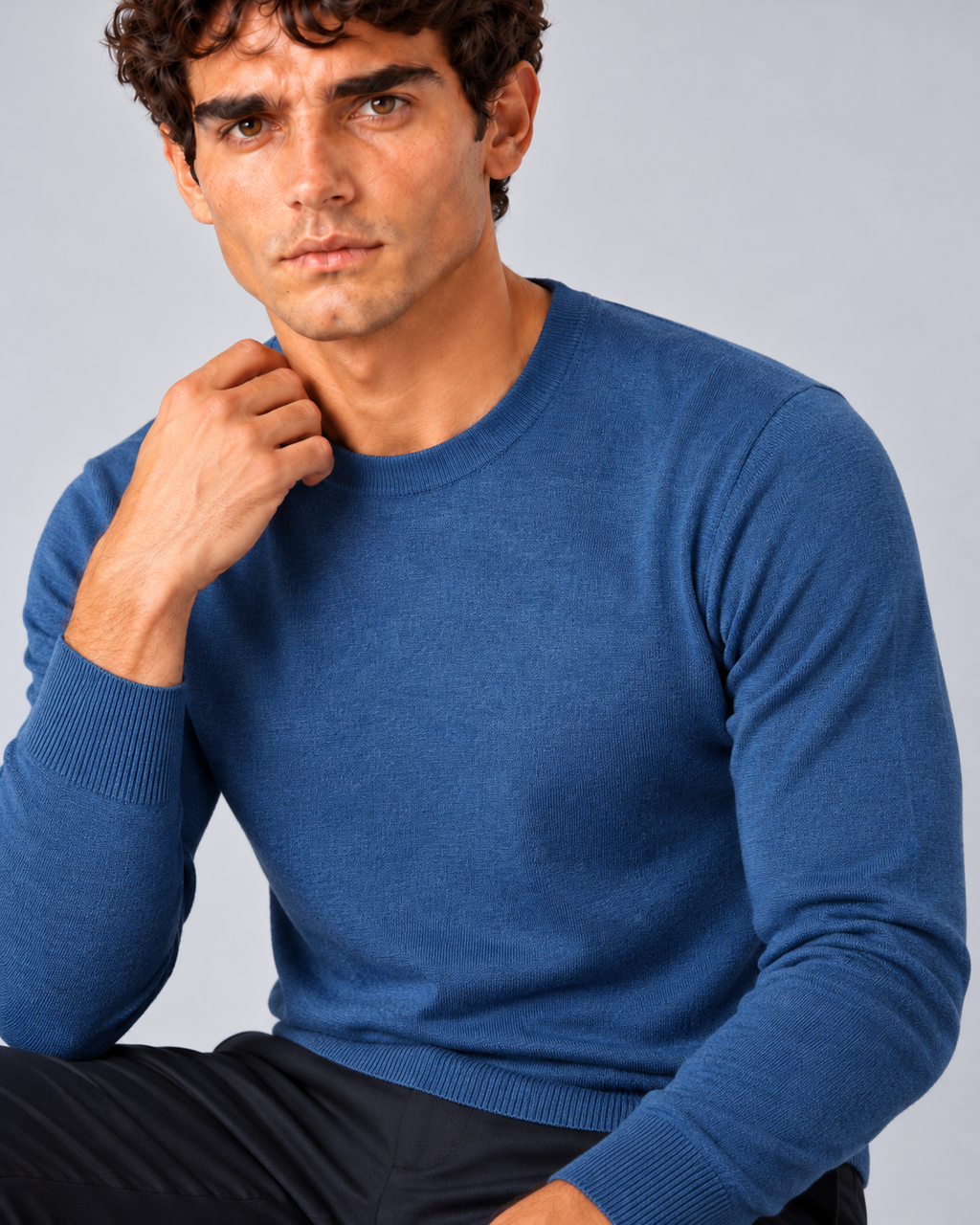 Maglia in lana Merino blu
