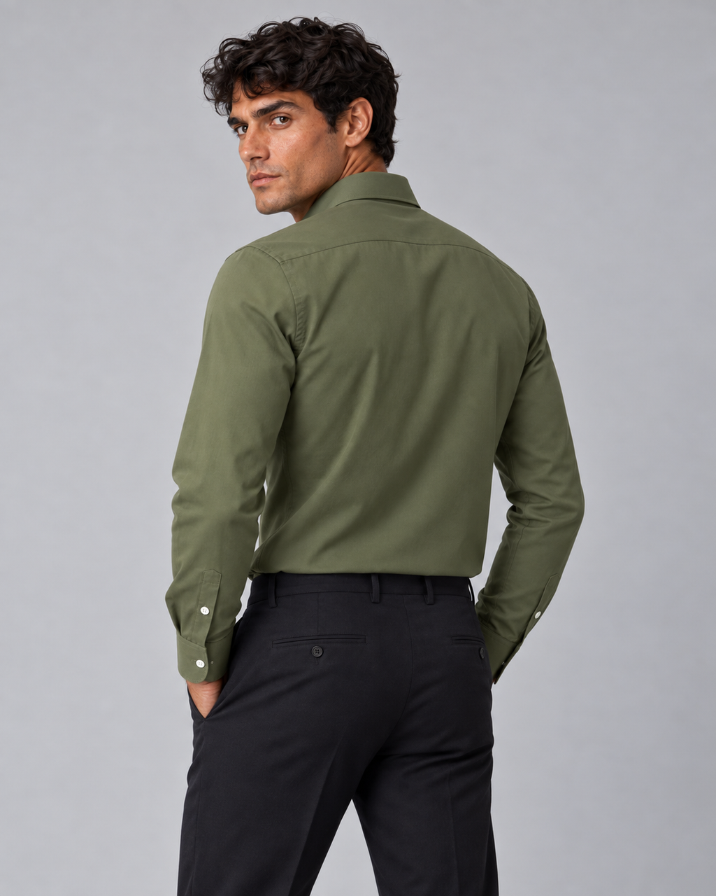 Camicia verde Militare non stiro