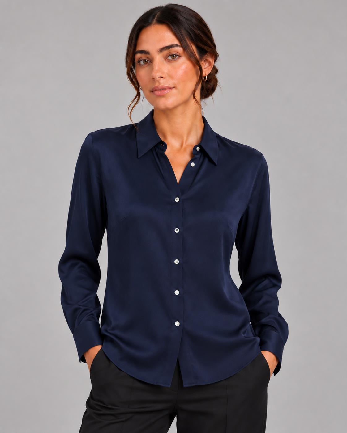 Camicia blu Nico in seta