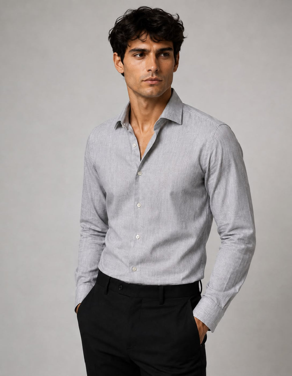 Camicia Lino brami grigio
