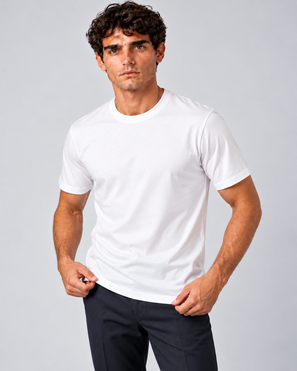 T shirt in filo di scozia bianca
