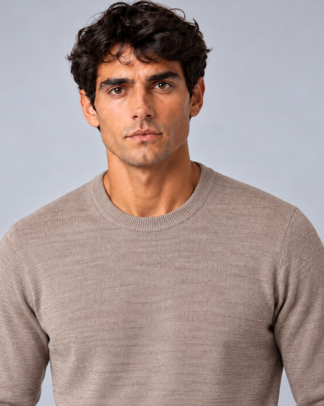 Maglia in lana merino fango