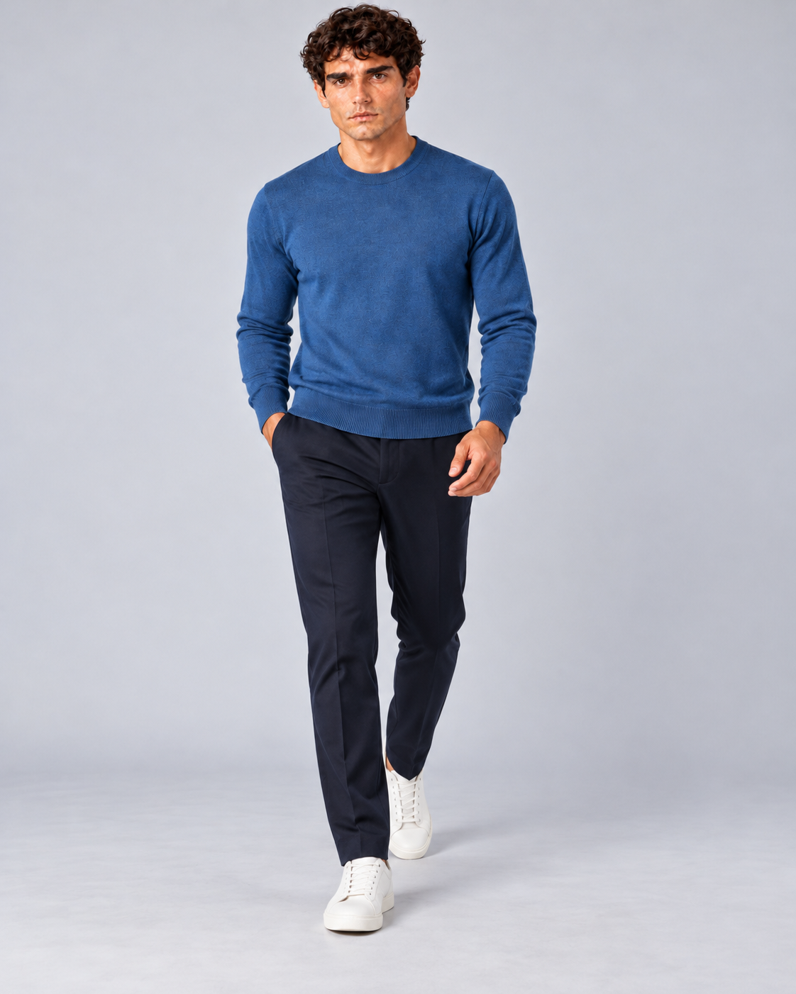 Maglia in lana Merino blu