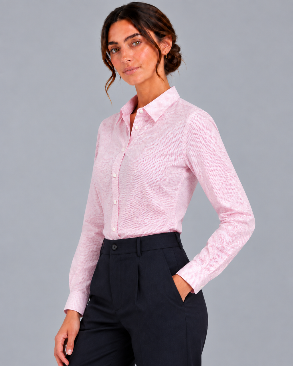 Camicia Bianco/rosa non stiro
