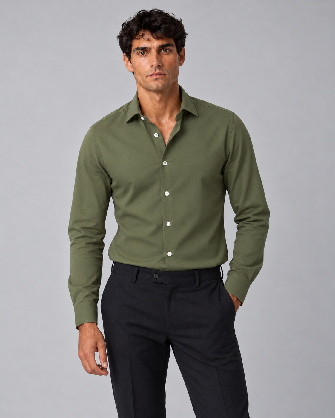 Camicia verde Militare non stiro