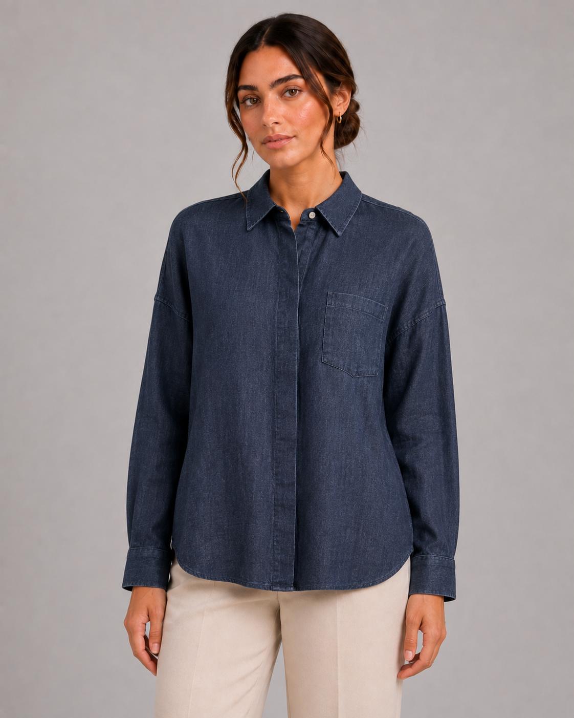 Camicia overtina indaco