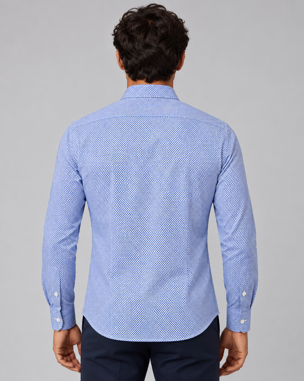Camicia fantasia azzurra non stiro