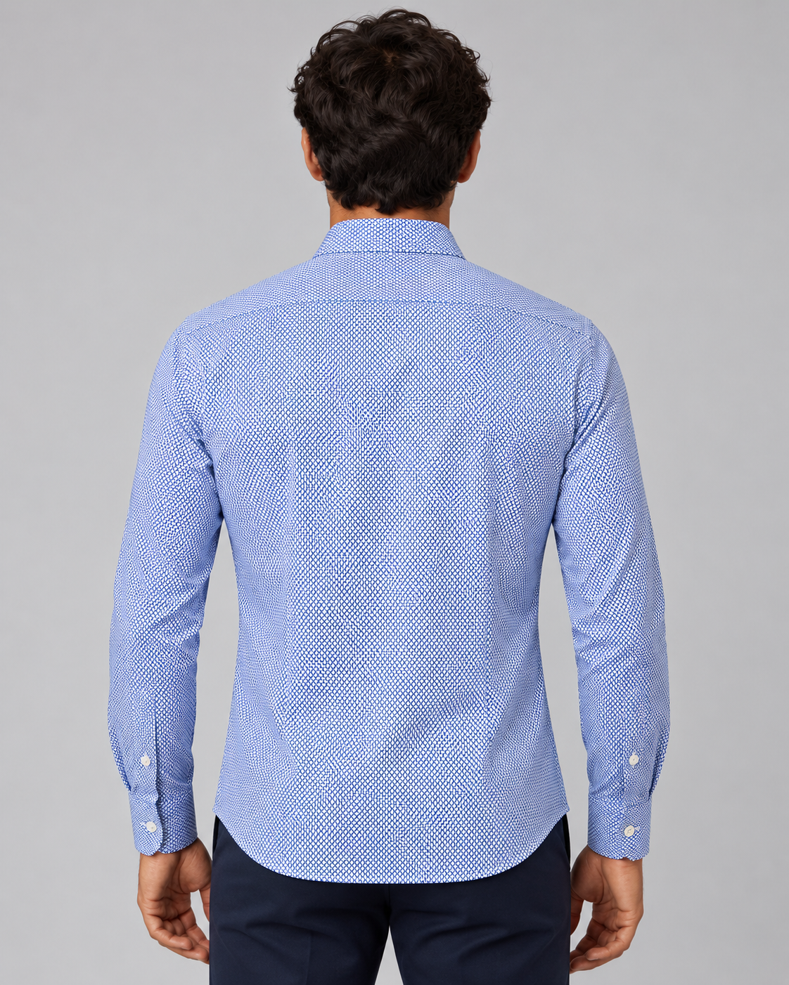 Camicia fantasia azzurra non stiro