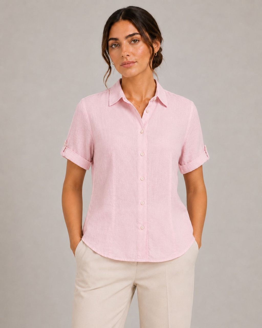 Camicia Lino rosa