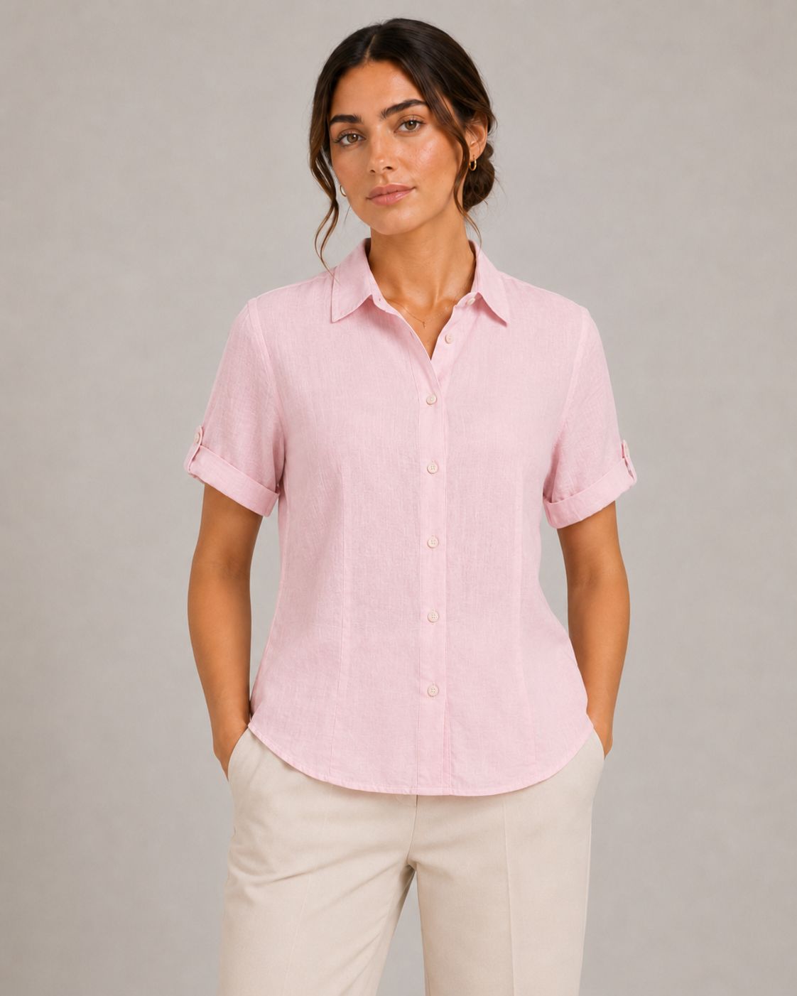 Camicia Lino rosa