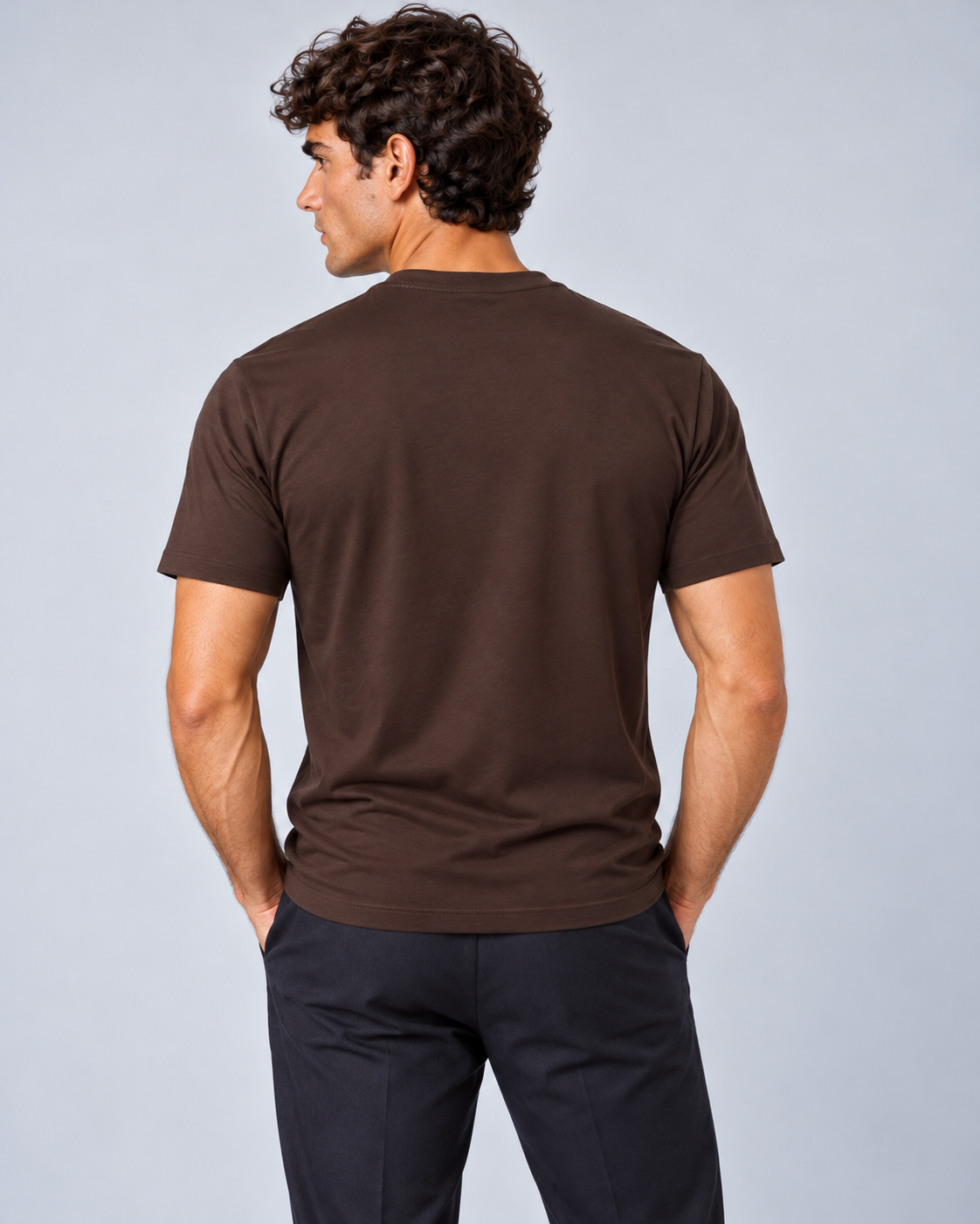 T shirt in filo di scozia marrone