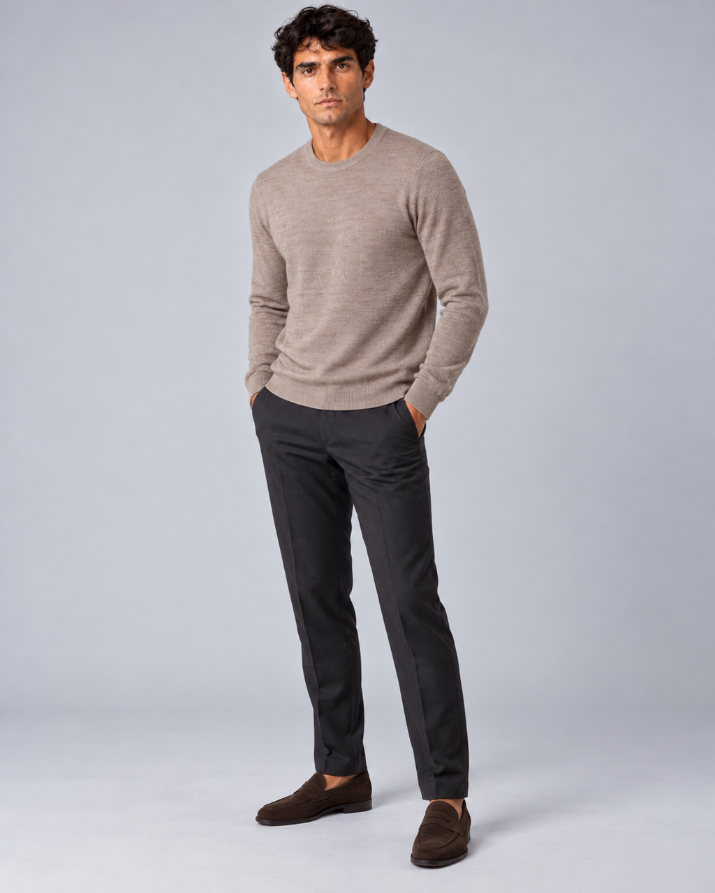 Maglia in lana merino fango