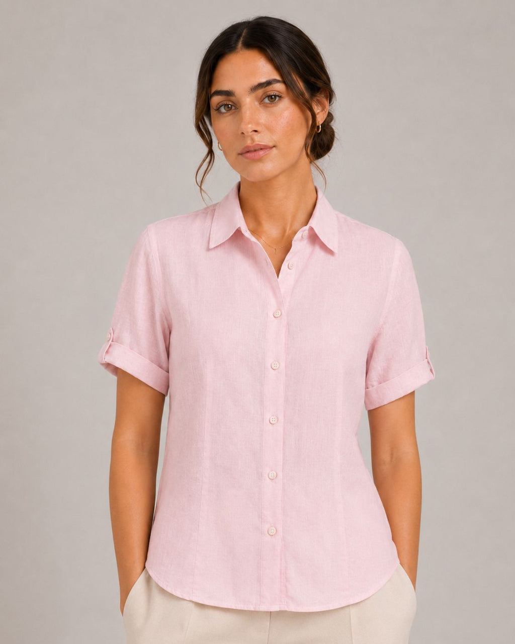 Camicia Lino rosa