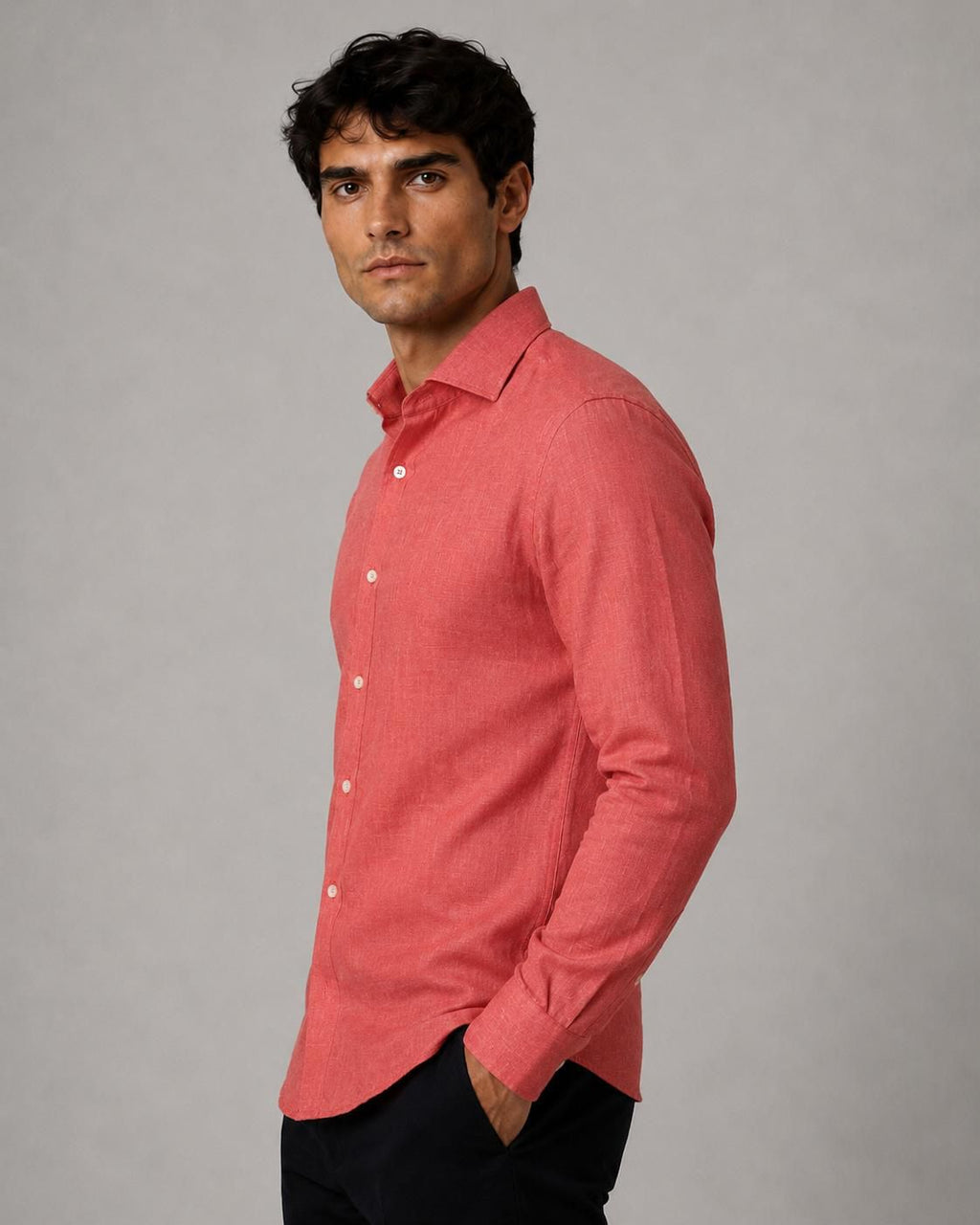 Camicia Lino corallo