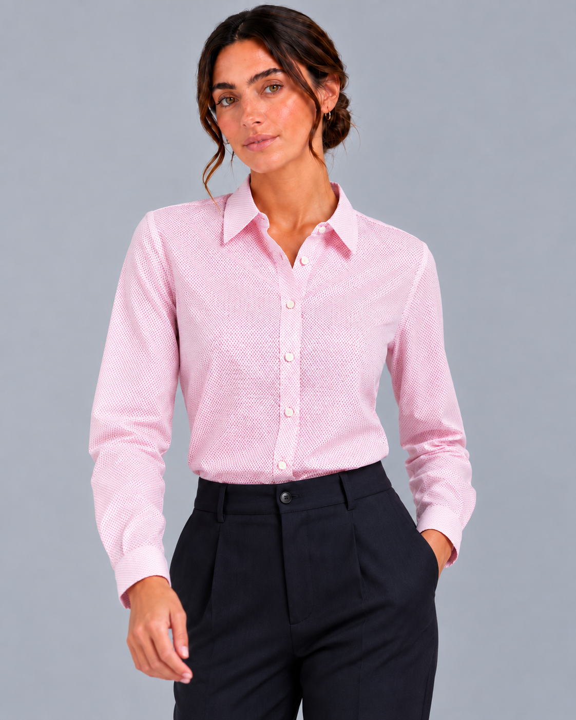 Camicia Bianco/rosa non stiro