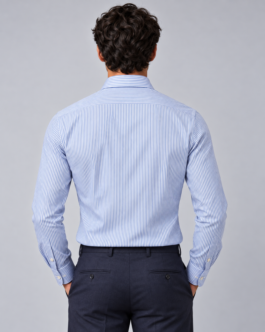 Camicia righe bianco/azzurro non stiro