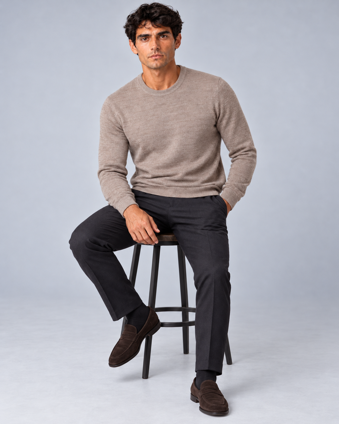Maglia in lana merino fango