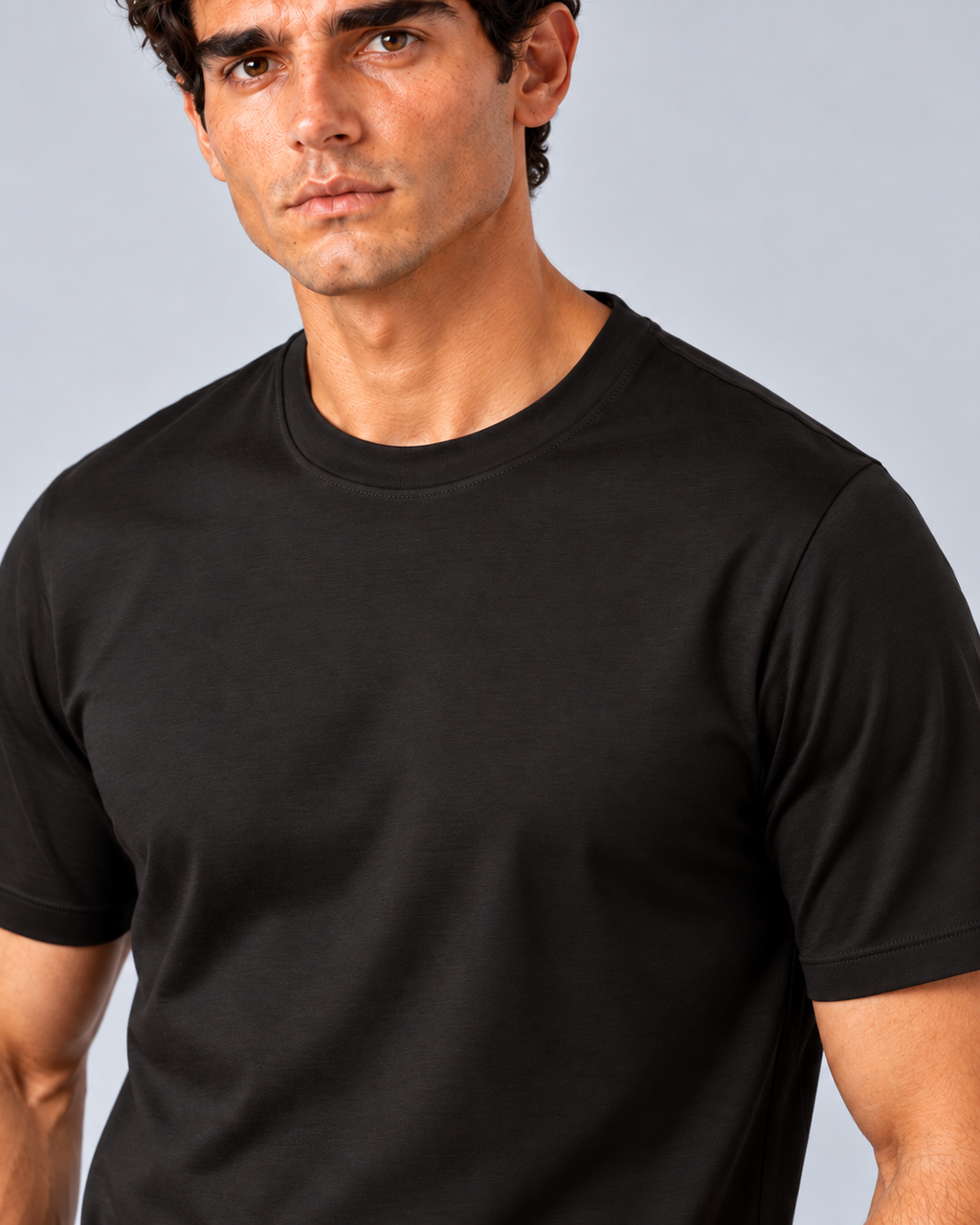 T shirt in filo di scozia nero