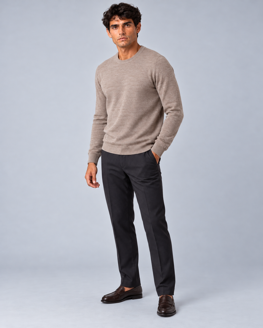 Maglia in lana merino fango
