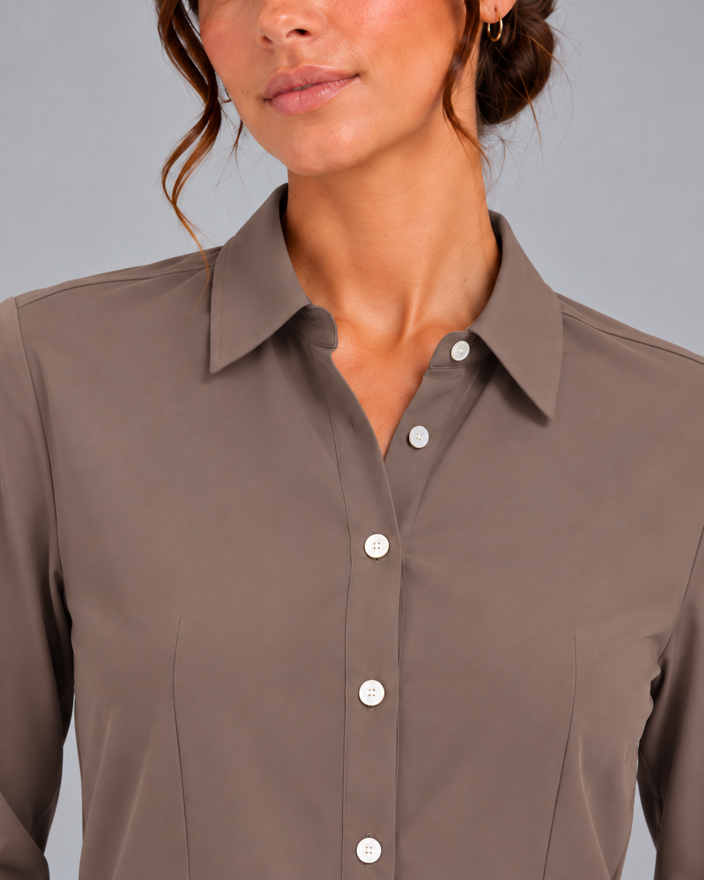 Camicia costa non stiro marrone