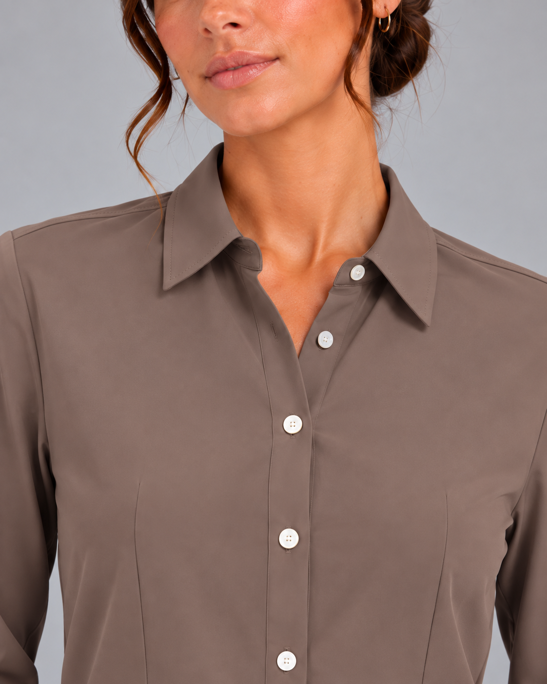 Camicia costa non stiro marrone