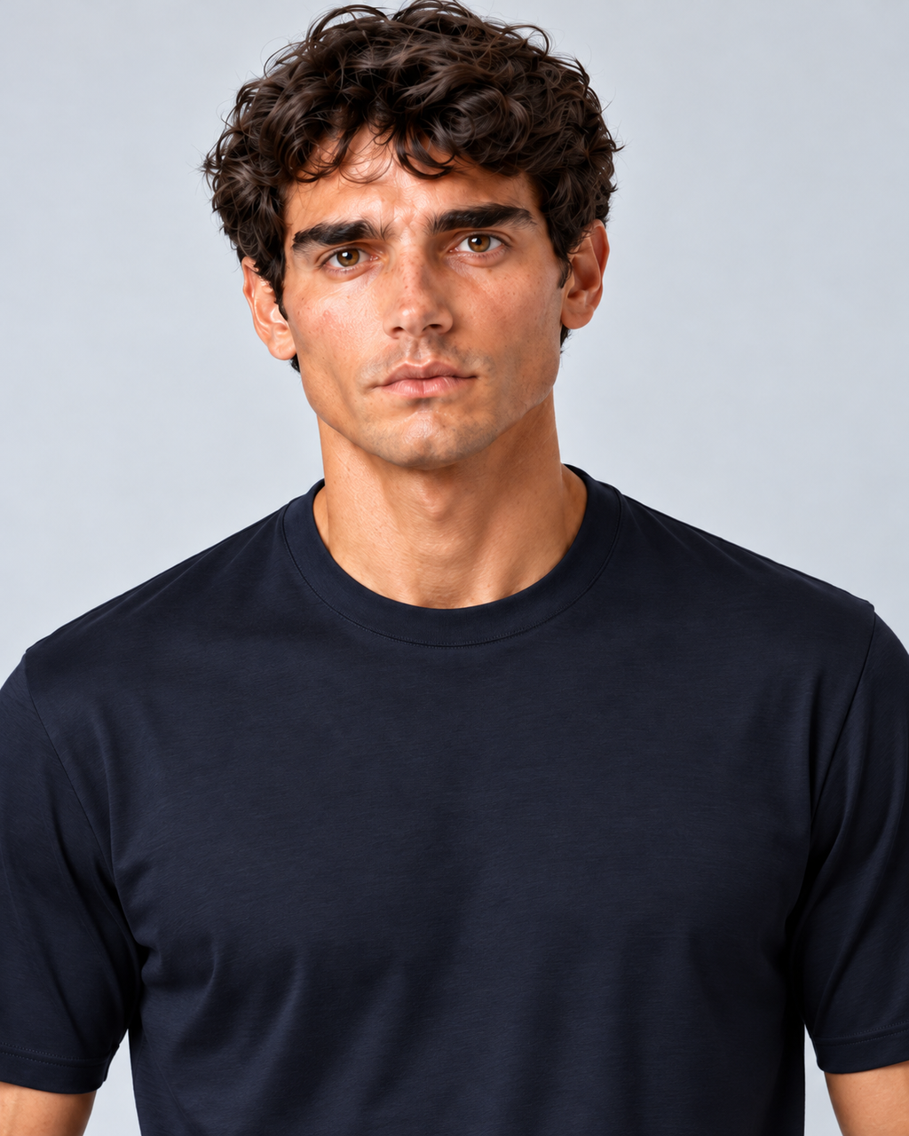 T shirt in filo di scozia blu
