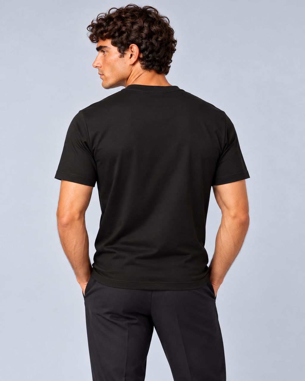 T shirt in filo di scozia nero
