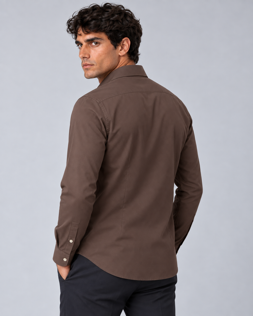 Camicia non stiro marrone