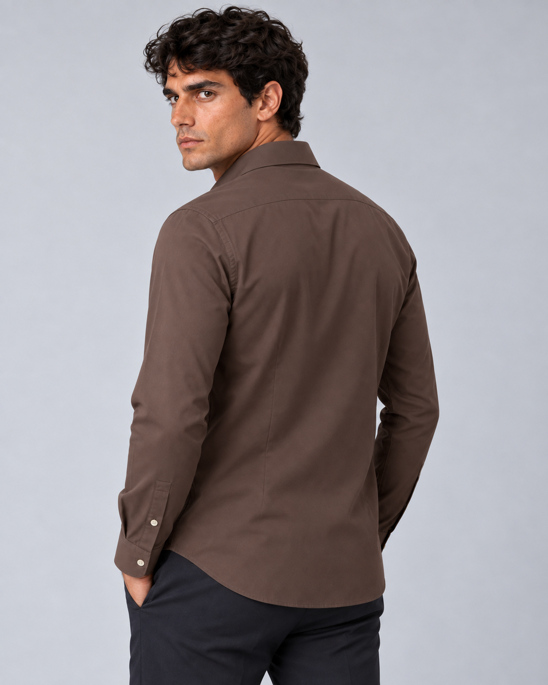 Camicia non stiro marrone