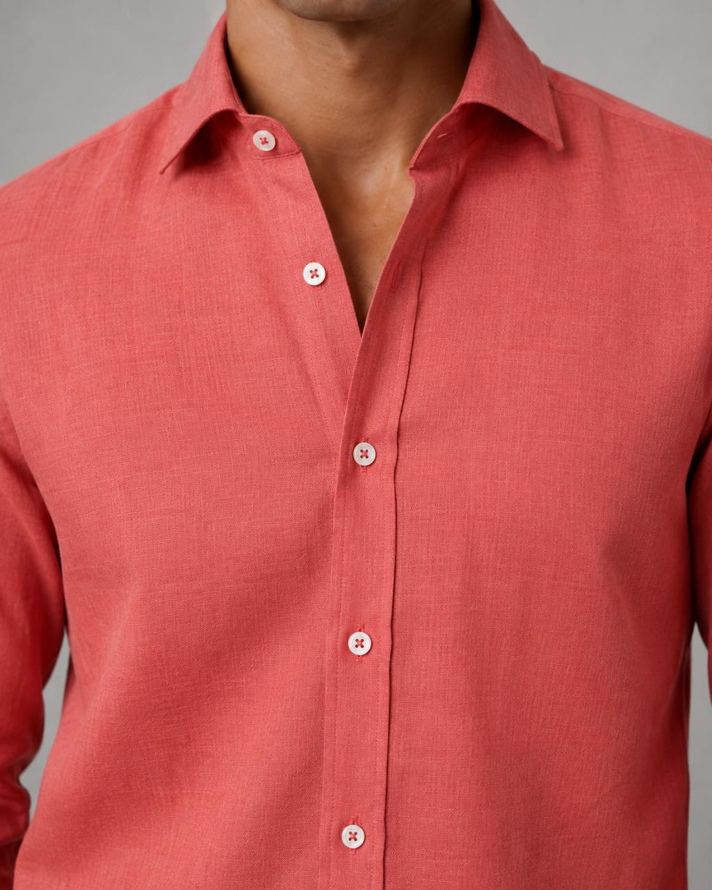 Camicia Lino corallo