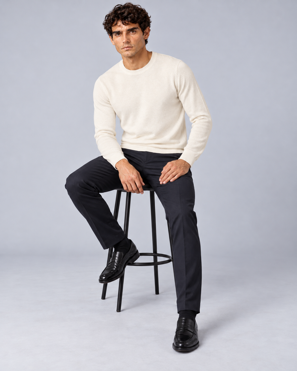 Maglia in lana merino bianco