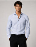 Camicia brami lino righe azzurre