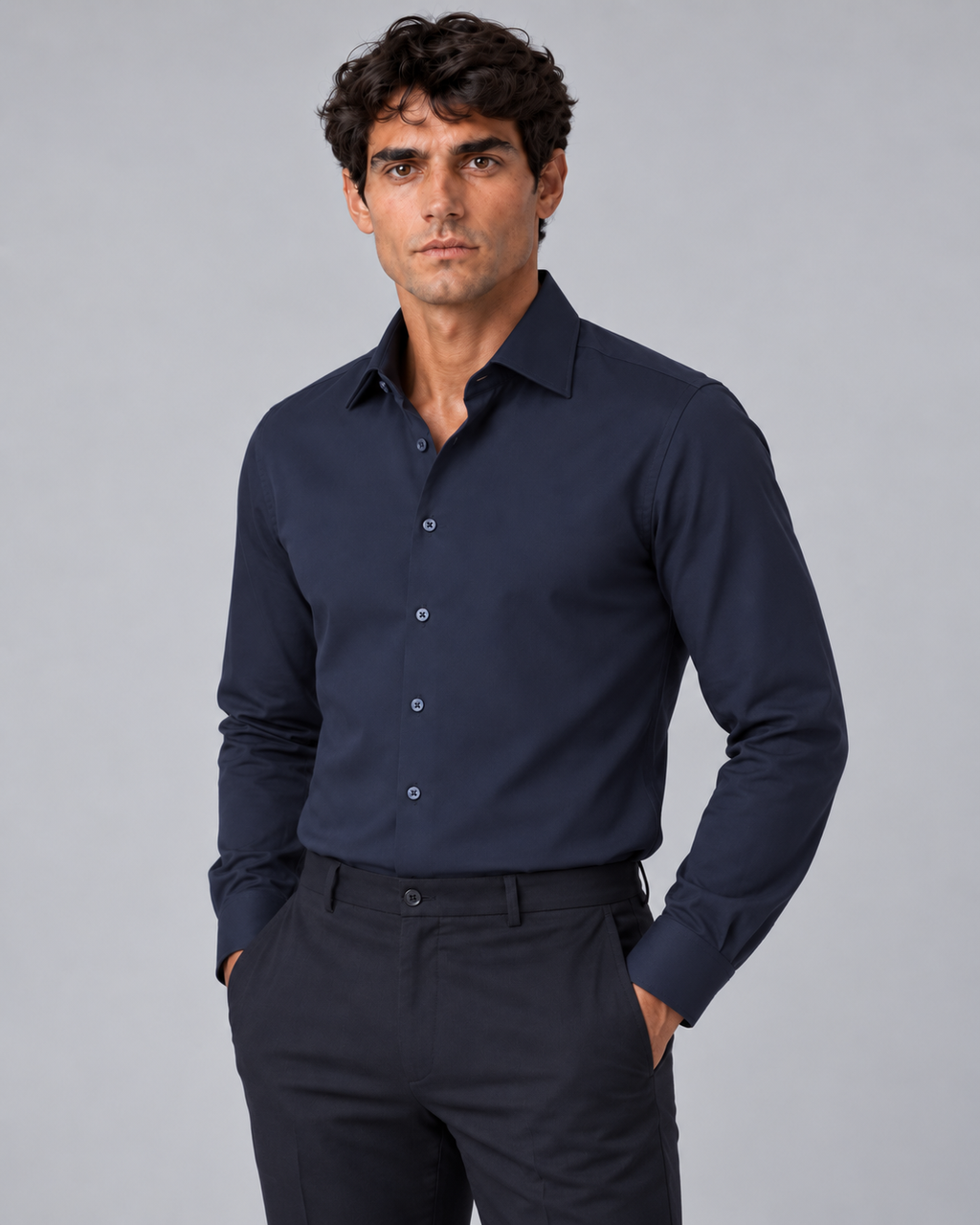 Camicia blu non stiro regular