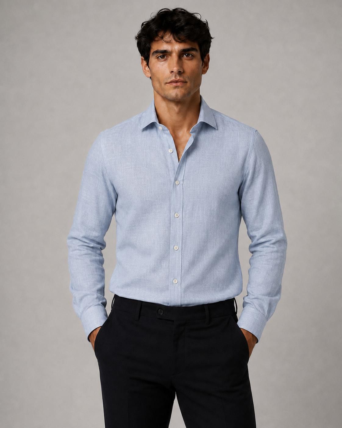 Camicia Lino azzurra