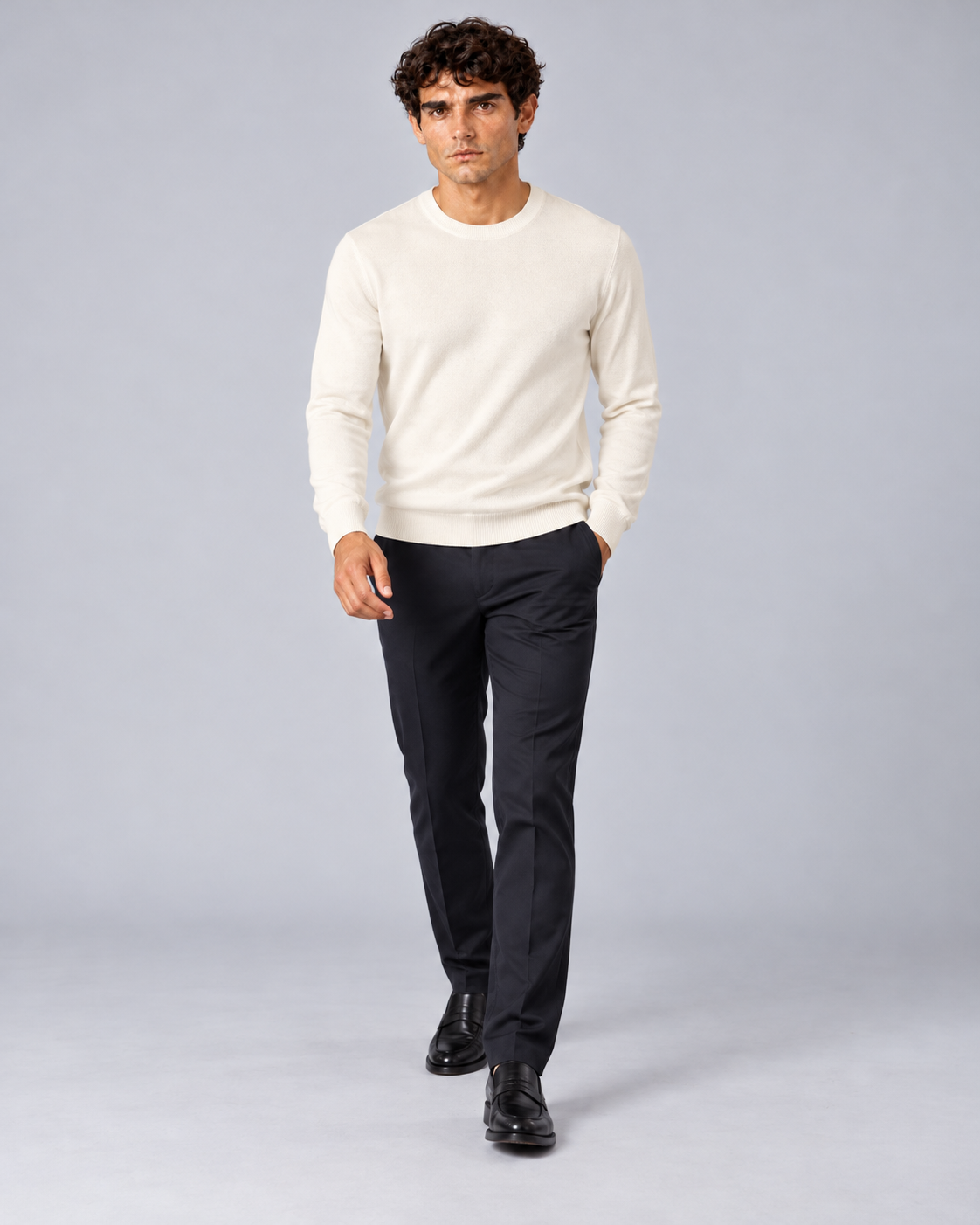 Maglia in lana merino bianco