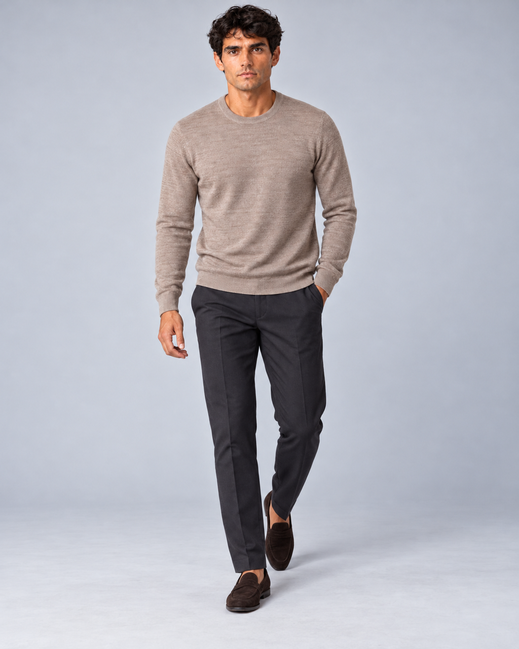 Maglia in lana merino fango