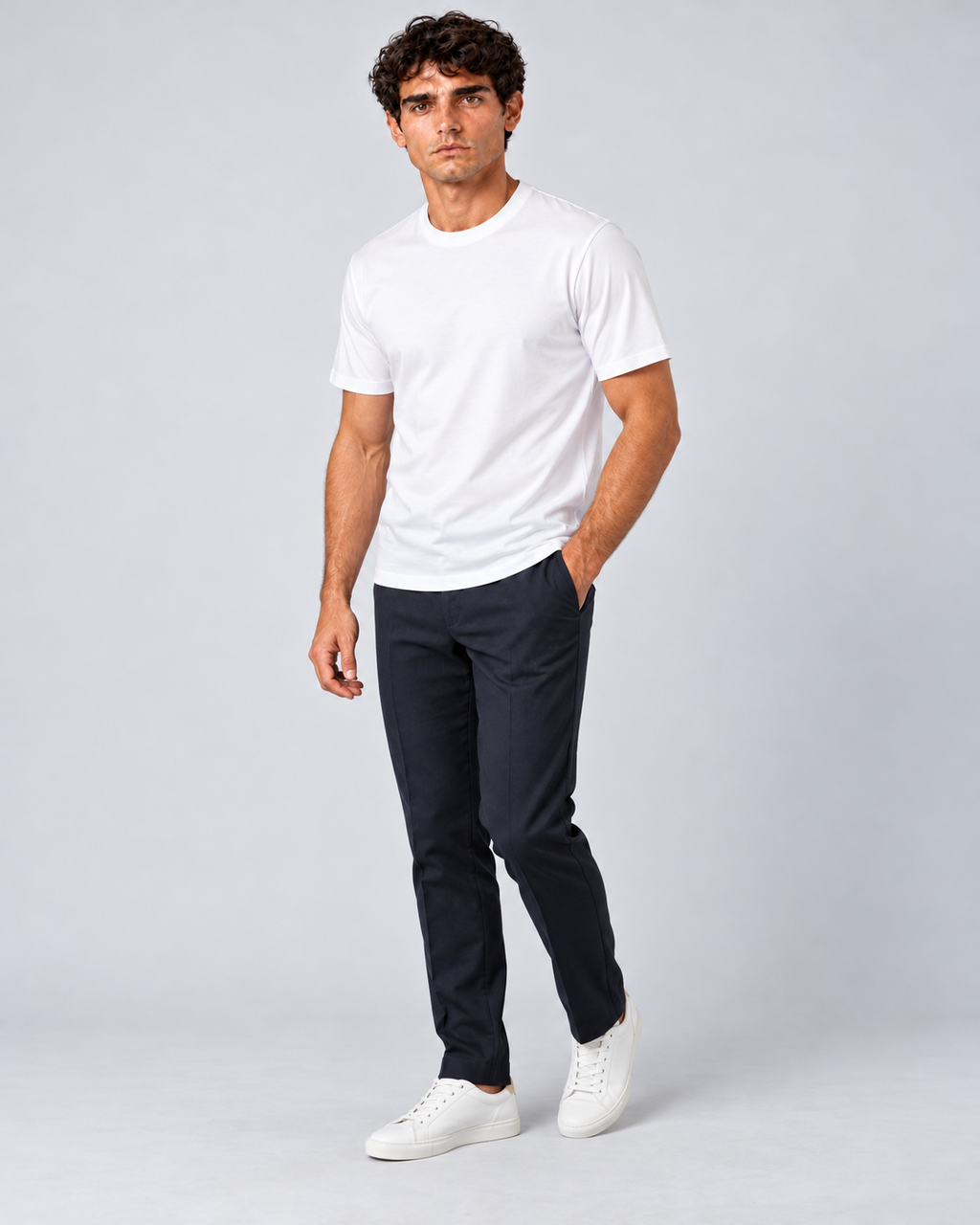 T shirt in filo di scozia bianca