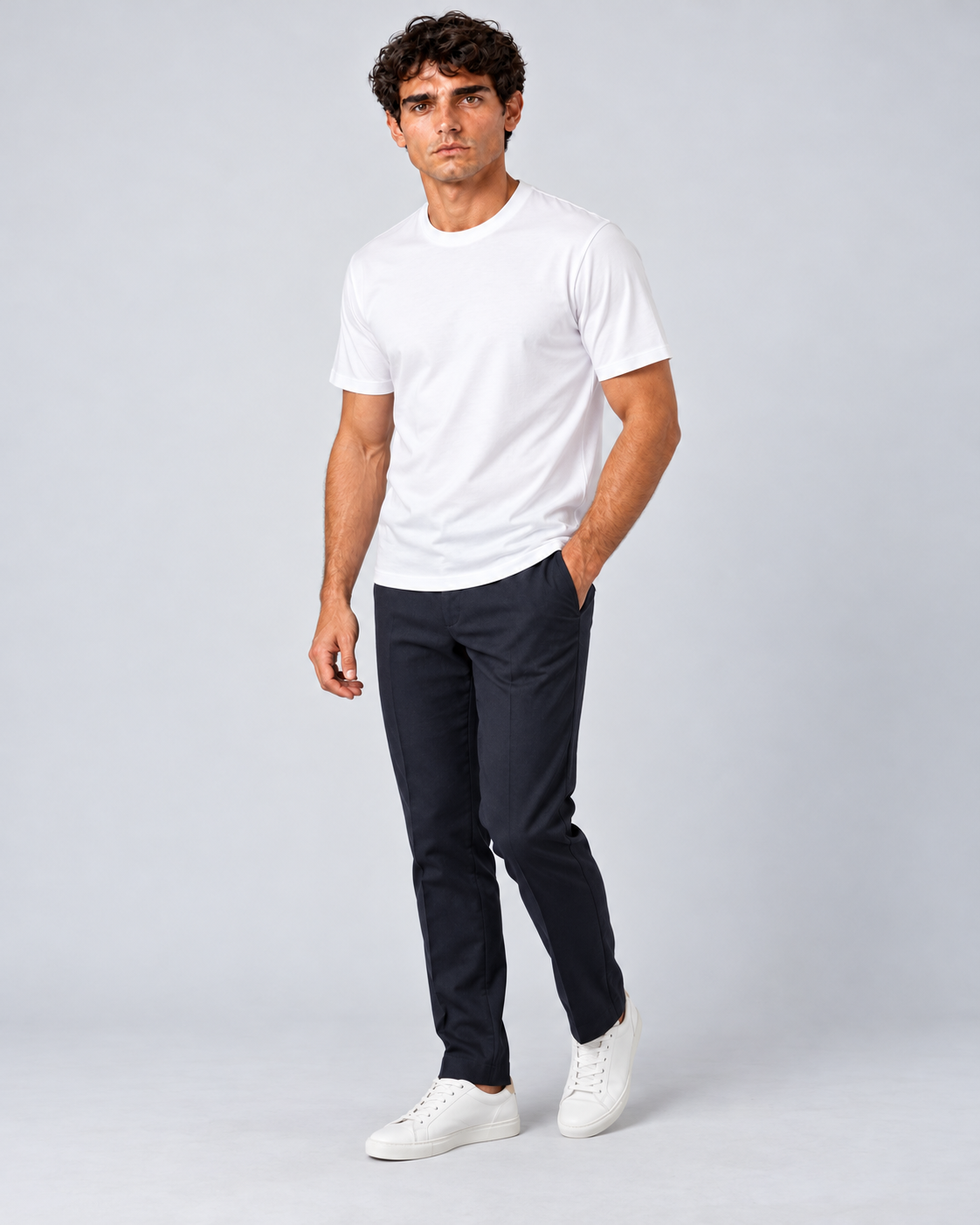 T shirt in filo di scozia bianca