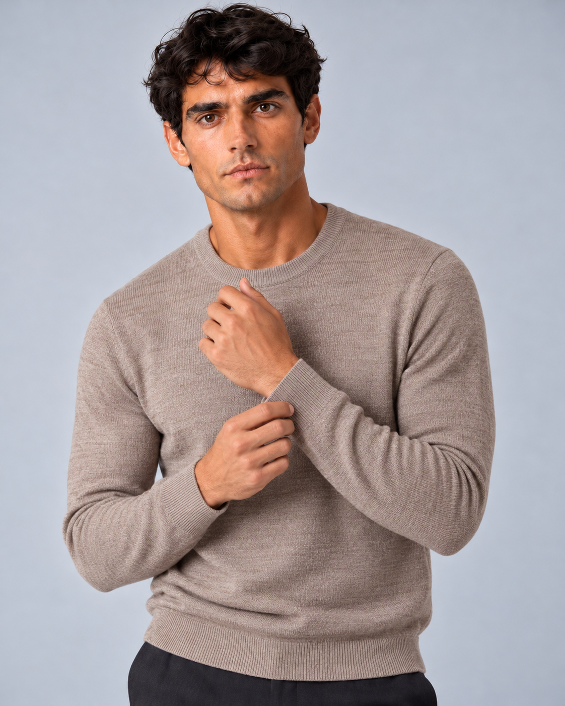 Maglia in lana merino fango
