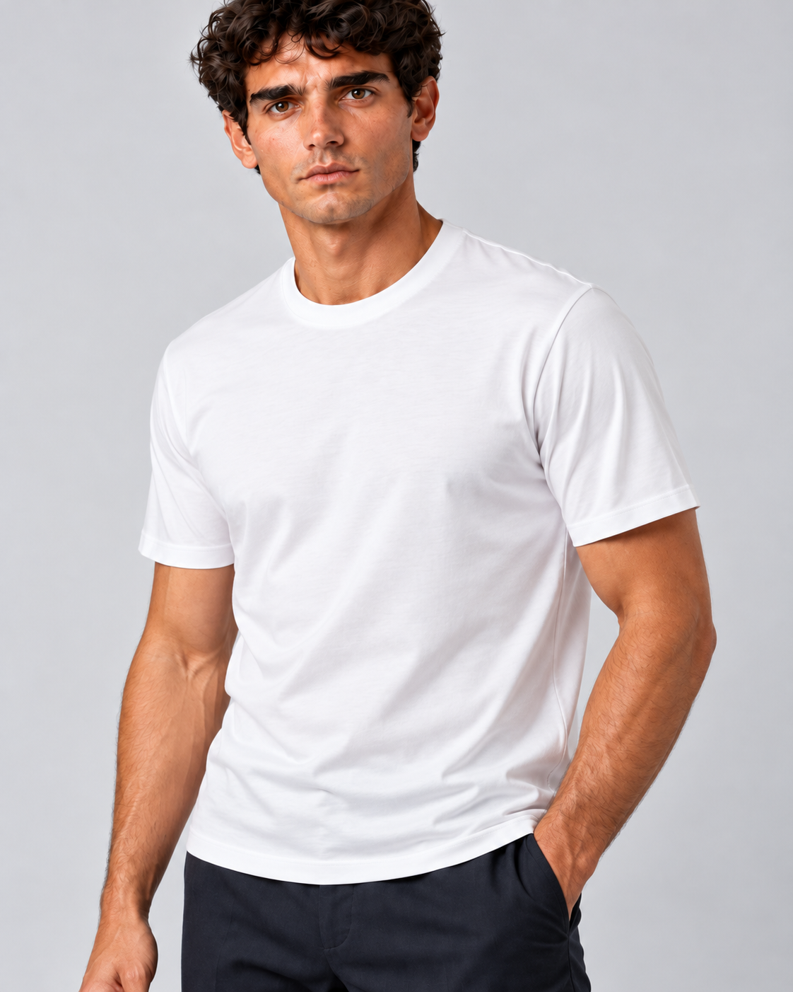 T shirt in filo di scozia bianca