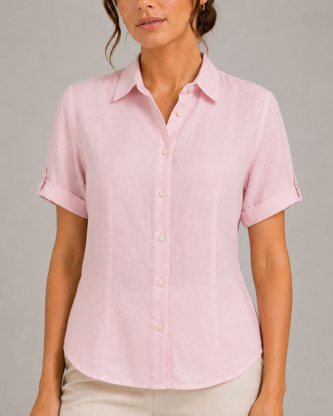 Camicia Lino rosa