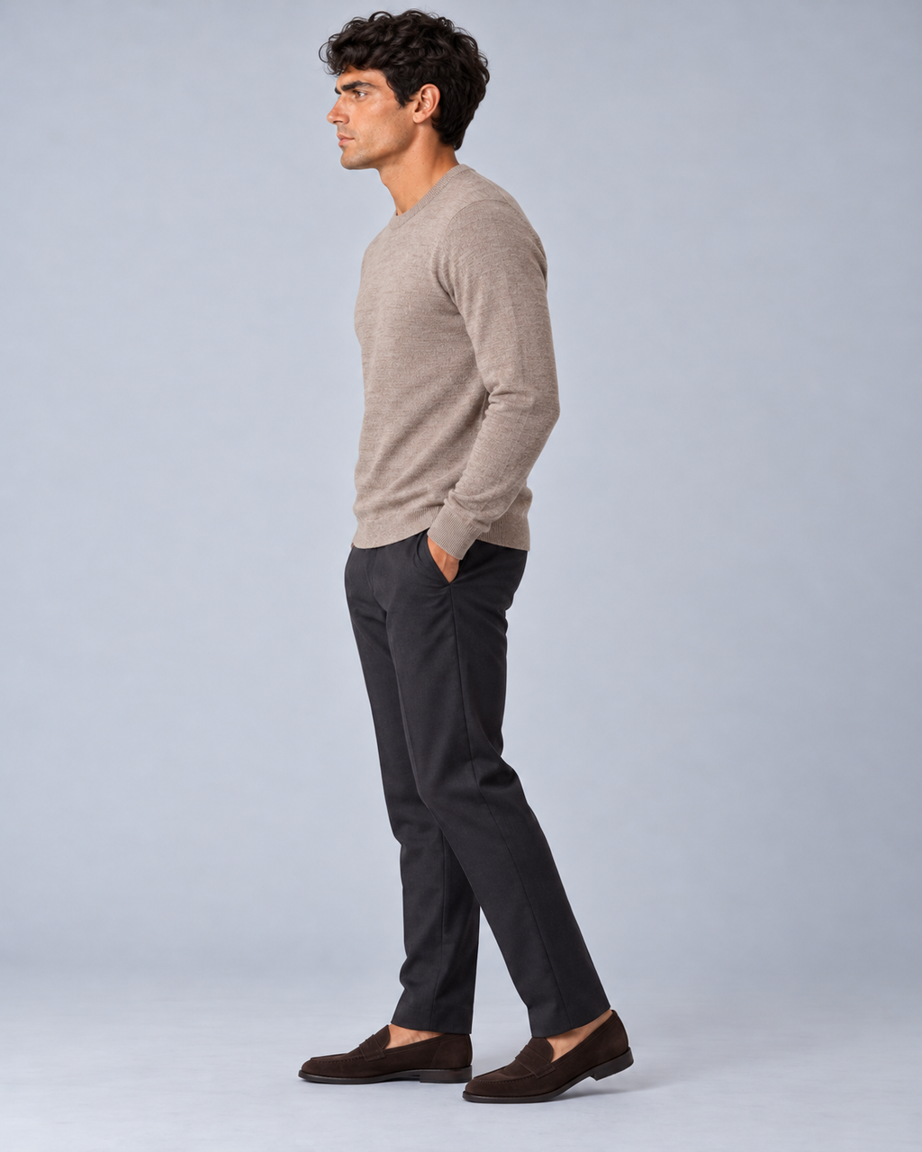 Maglia in lana merino fango