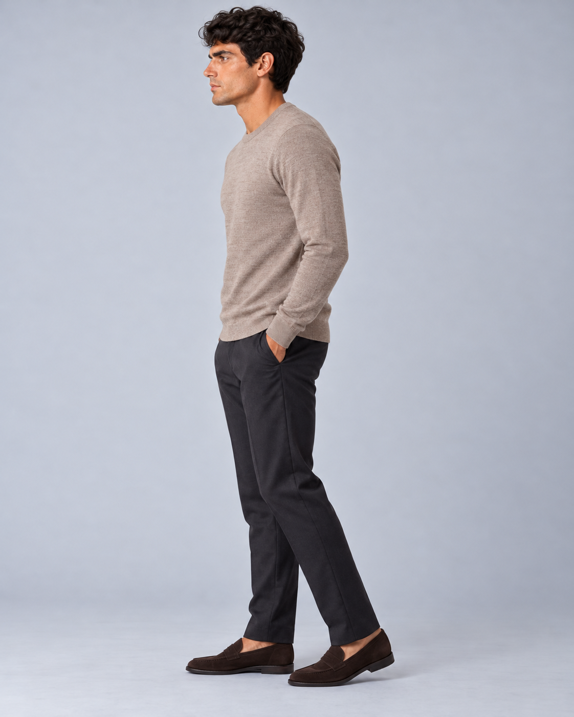 Maglia in lana merino fango