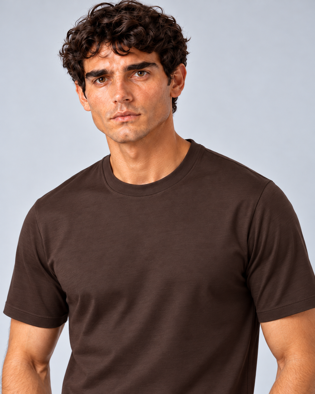 T shirt in filo di scozia marrone
