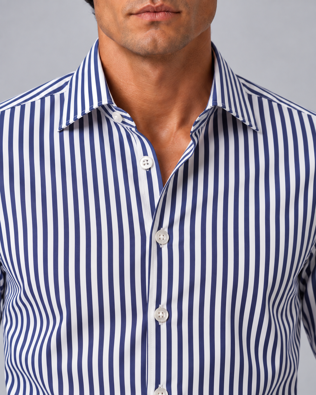 Camicia non stiro righe blu/bianco