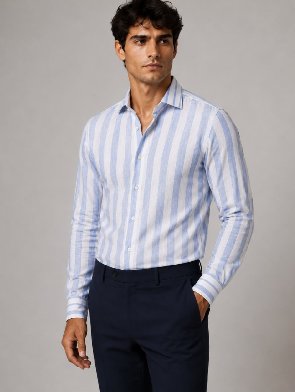 Camicia Lino azzurra 69/01